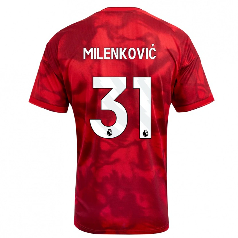 Danxen Mujer Camiseta Nikola Milenković #31 Carmesí Blanco 1ª Equipación 2026/27 La Camisa