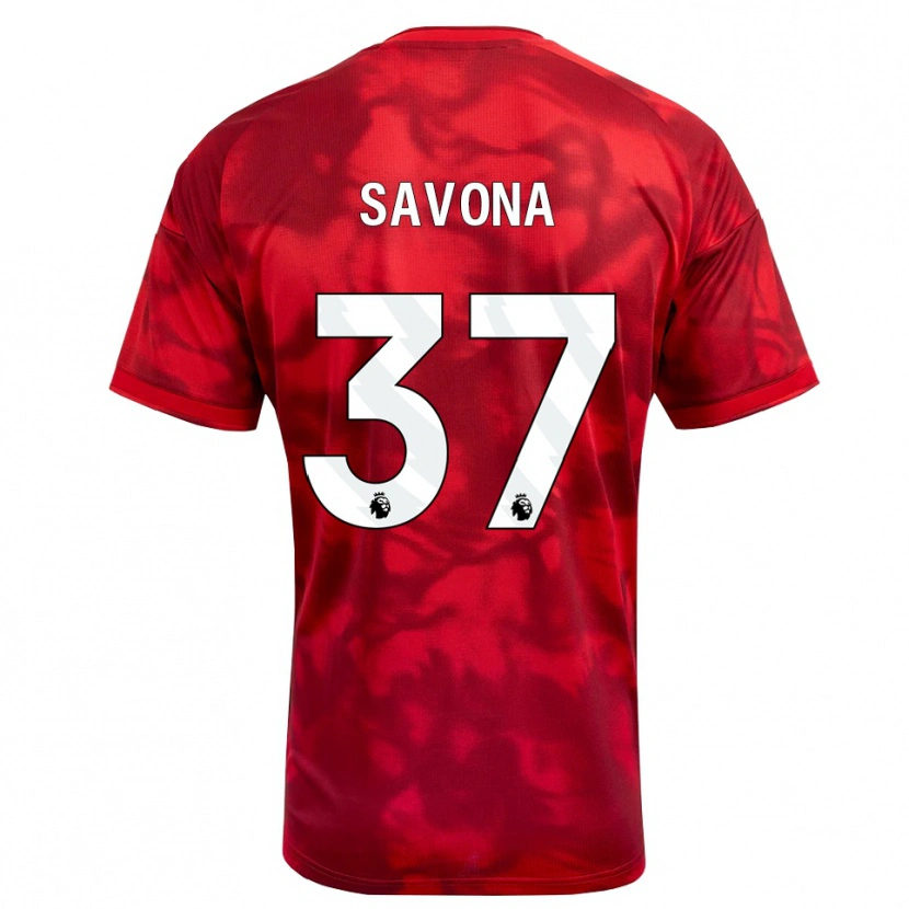 Danxen Mujer Camiseta Nicolò Savona #37 Carmesí Blanco 1ª Equipación 2026/27 La Camisa