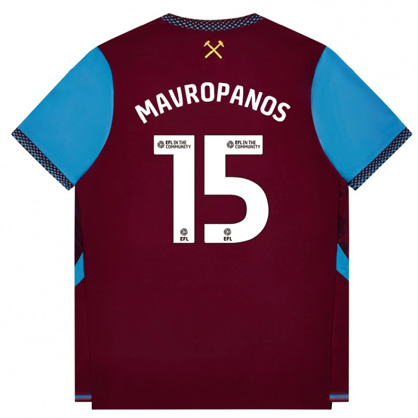 Danxen Mujer Camiseta Konstantinos Mavropanos #15 Borgoña Azulaciano 1ª Equipación 2026/27 La Camisa