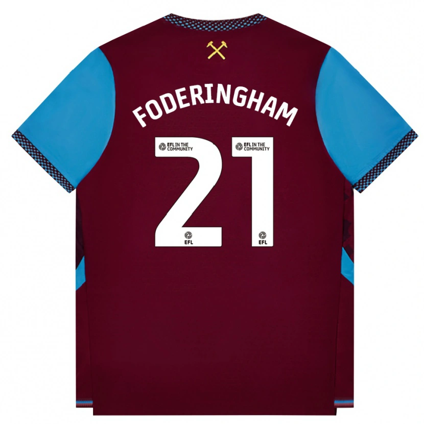 Danxen Mujer Camiseta Wes Foderingham #21 Borgoña Azulaciano 1ª Equipación 2026/27 La Camisa