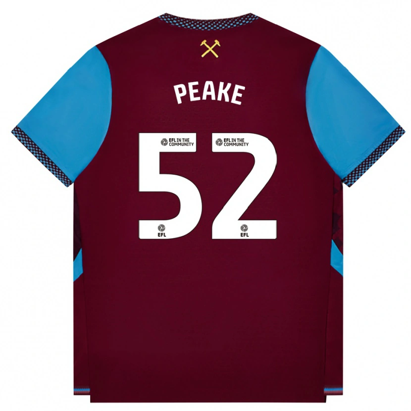 Danxen Mujer Camiseta Lennon Peake #52 Borgoña Azulaciano 1ª Equipación 2026/27 La Camisa