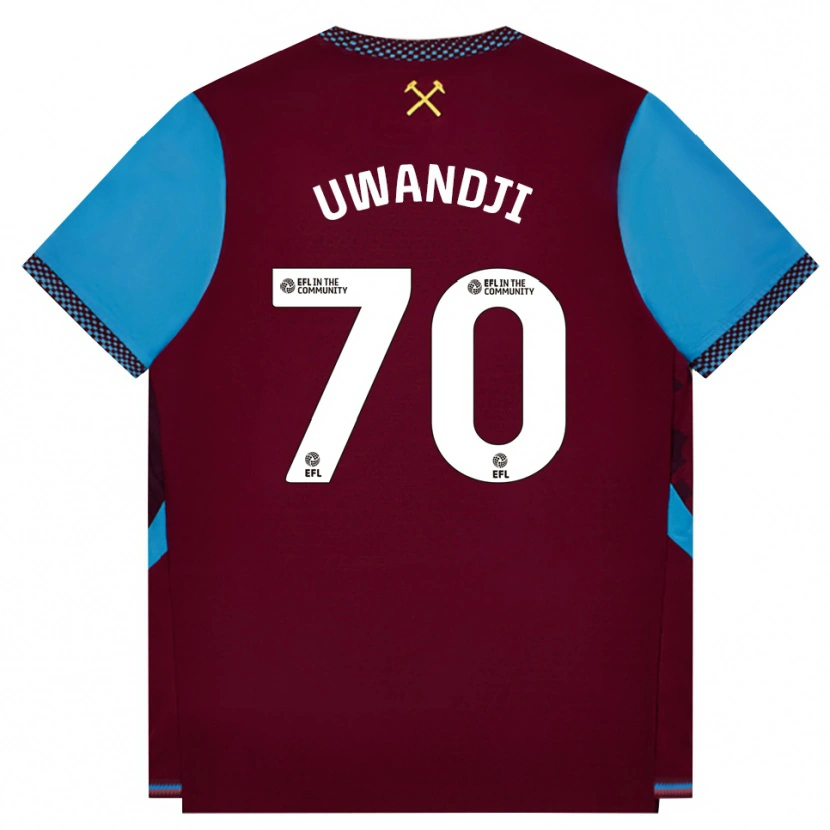 Danxen Mujer Camiseta Blaise Uwandji #70 Borgoña Azulaciano 1ª Equipación 2026/27 La Camisa