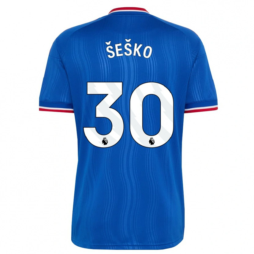Danxen Mujer Camiseta Benjamin Sesko #30 Azul Blanco Rojo 2ª Equipación 2026/27 La Camisa