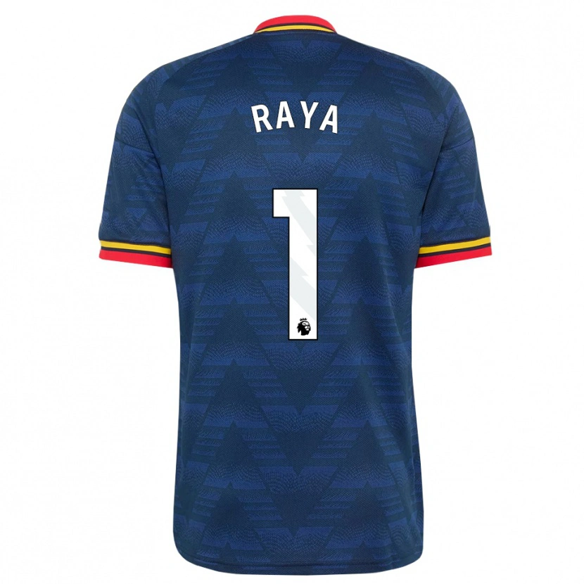 Danxen Mujer Camiseta David Raya #1 Azulmedianoche Amarillo Rojo 2ª Equipación 2026/27 La Camisa