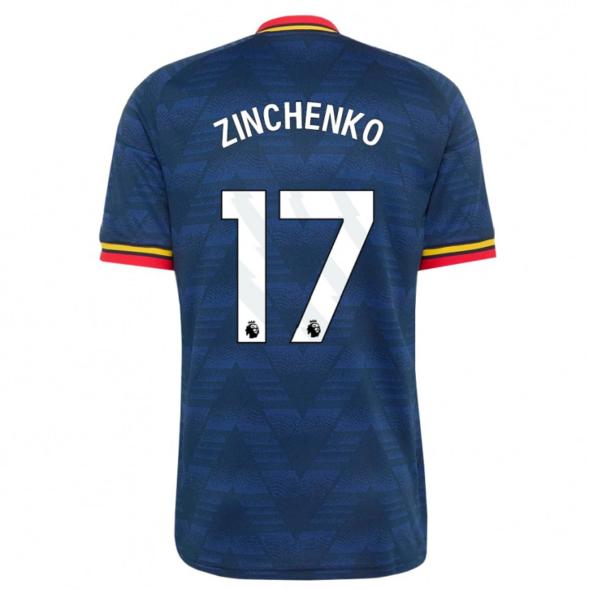 Danxen Mujer Camiseta Oleksandr Zinchenko #17 Azulmedianoche Amarillo Rojo 2ª Equipación 2026/27 La Camisa