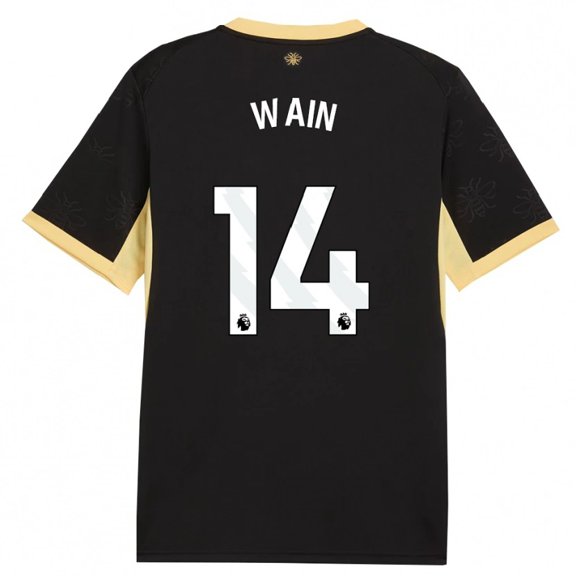 Danxen Mujer Camiseta Jake Wain #14 Negro Amarillo 2ª Equipación 2026/27 La Camisa