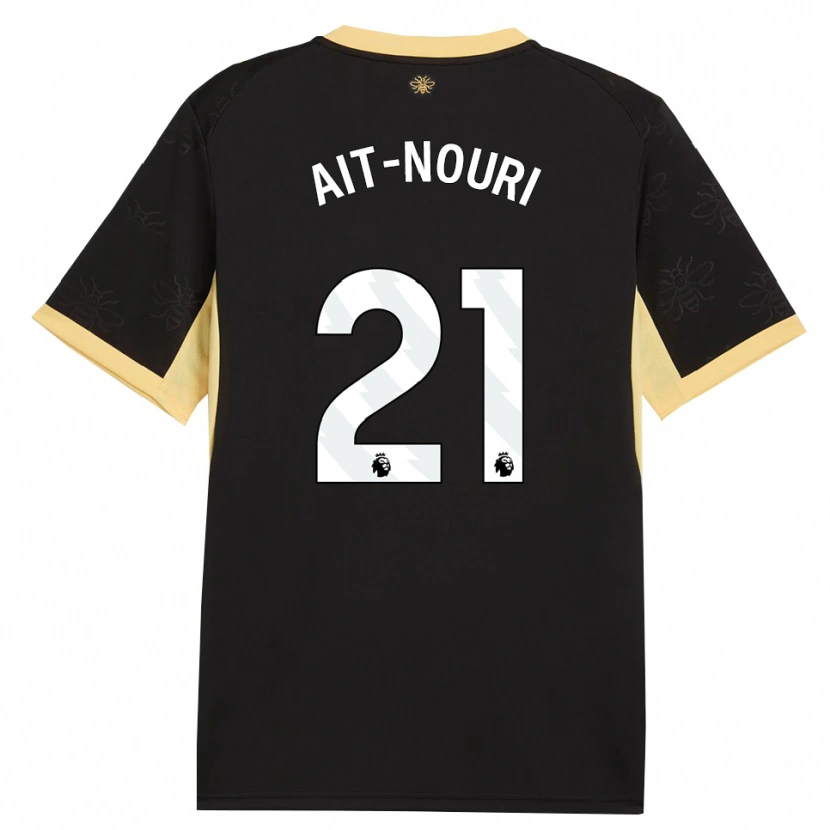 Danxen Mujer Camiseta Rayan Aït-Nouri #21 Negro Amarillo 2ª Equipación 2026/27 La Camisa