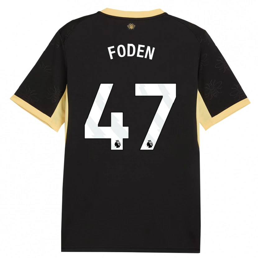 Danxen Mujer Camiseta Phil Foden #47 Negro Amarillo 2ª Equipación 2026/27 La Camisa