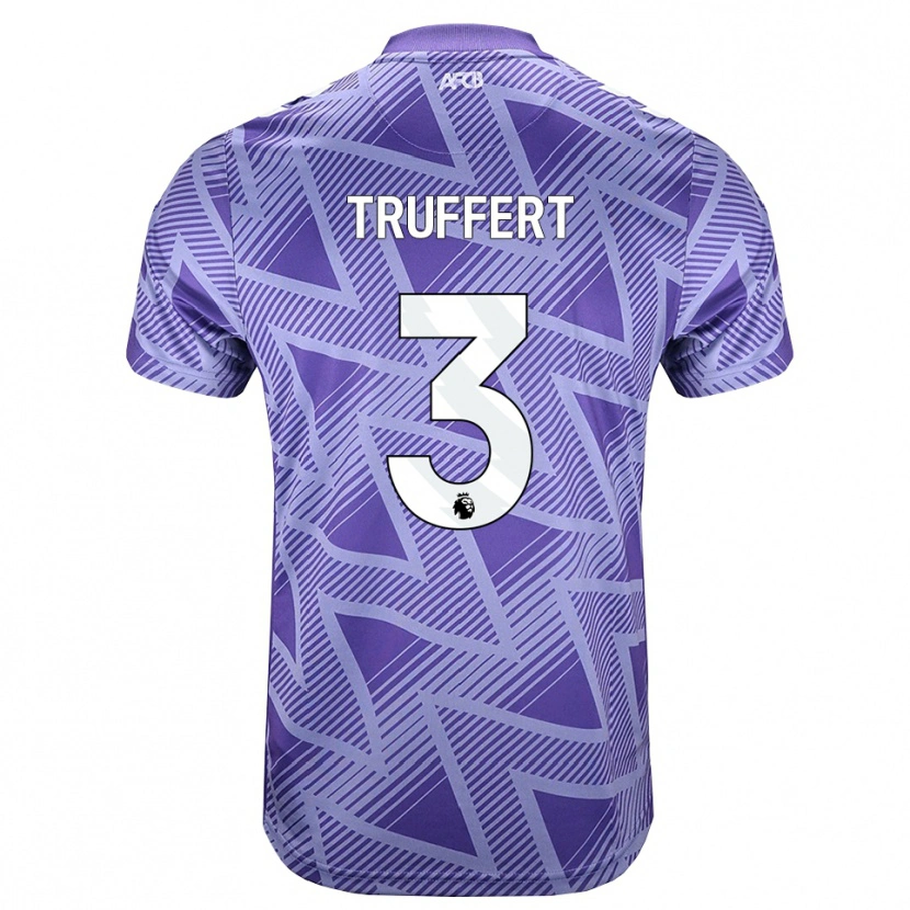 Danxen Mujer Camiseta Adrien Truffert #3 Rojovioletapálido Blanco 2ª Equipación 2026/27 La Camisa