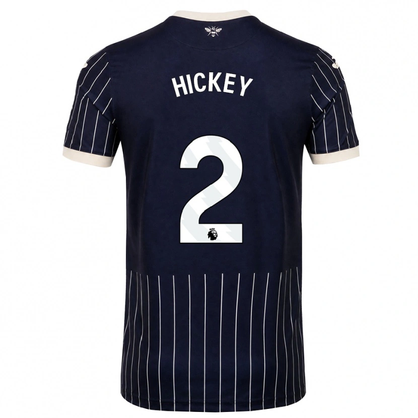 Danxen Mujer Camiseta Aaron Hickey #2 Negro Blanco 2ª Equipación 2026/27 La Camisa