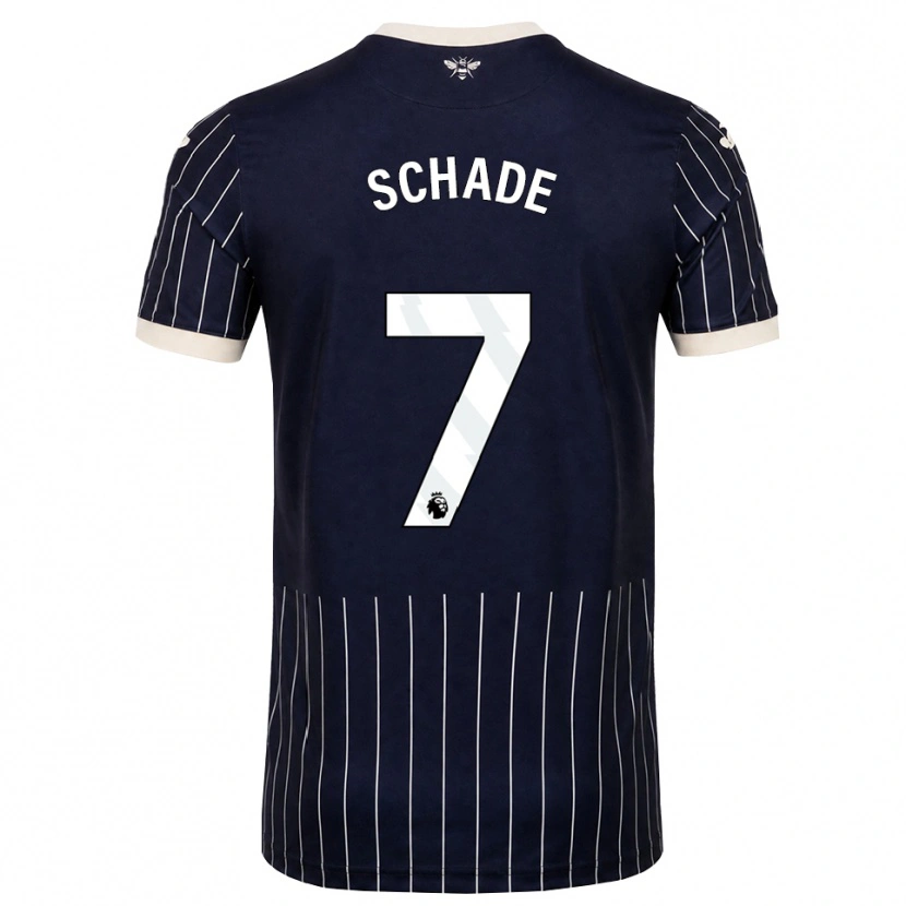 Danxen Mujer Camiseta Kevin Schade #7 Negro Blanco 2ª Equipación 2026/27 La Camisa