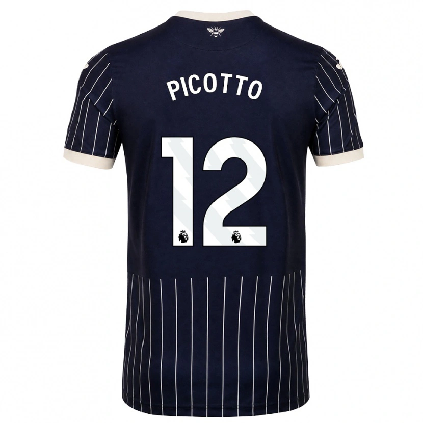 Danxen Mujer Camiseta Luca Picotto #12 Negro Blanco 2ª Equipación 2026/27 La Camisa