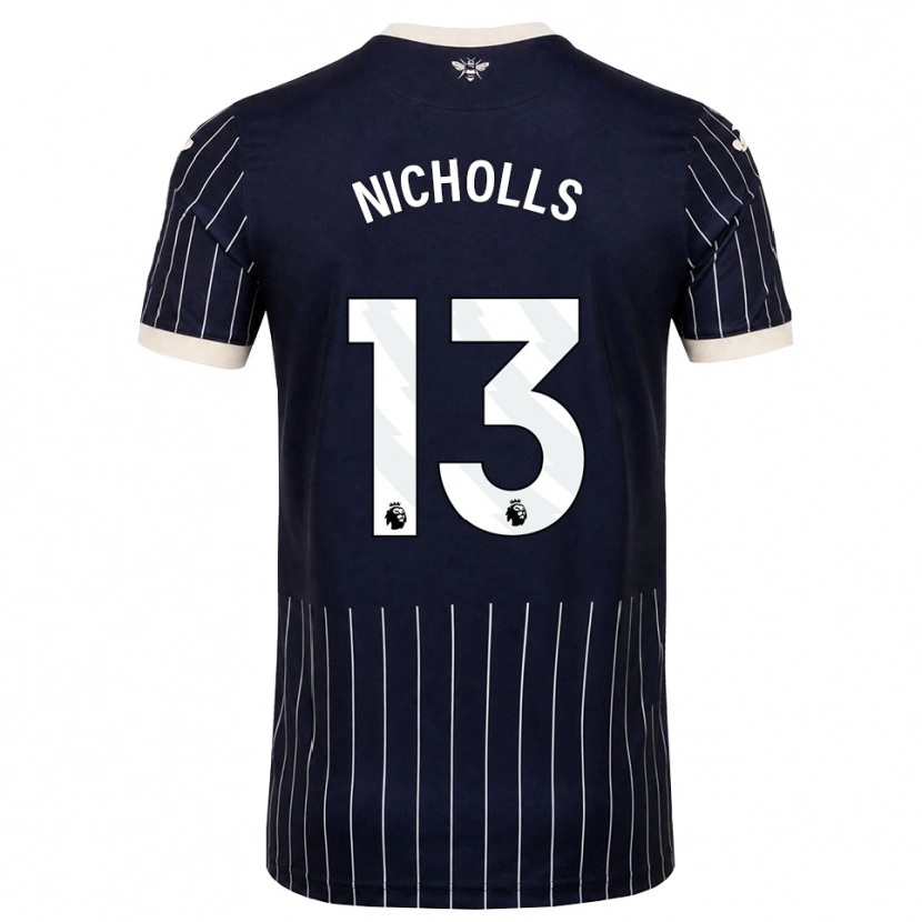 Danxen Mujer Camiseta Layton Nicholls #13 Negro Blanco 2ª Equipación 2026/27 La Camisa