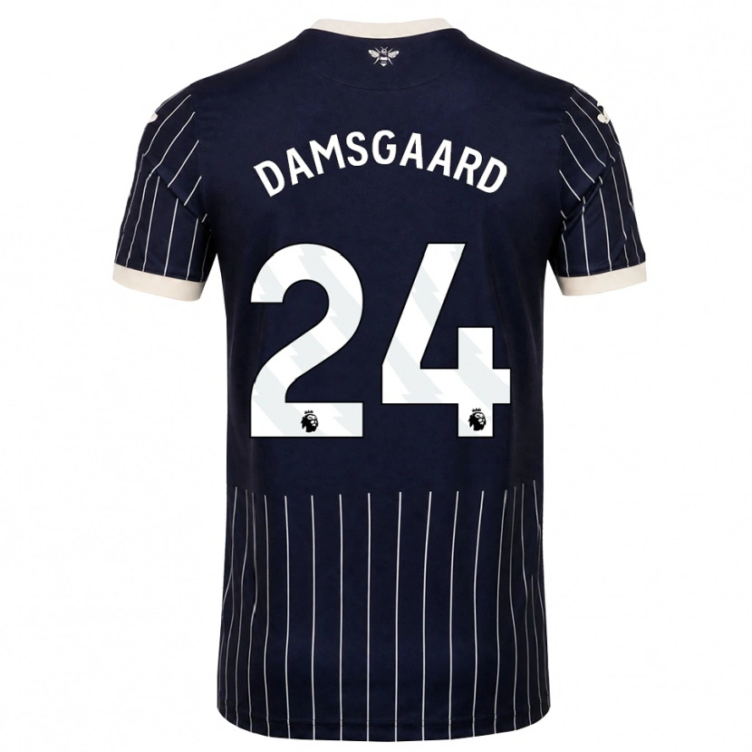 Danxen Mujer Camiseta Mikkel Damsgaard #24 Negro Blanco 2ª Equipación 2026/27 La Camisa