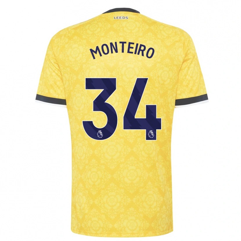 Danxen Mujer Camiseta Diogo Monteiro #34 Amarillo Blanco Negro 2ª Equipación 2026/27 La Camisa
