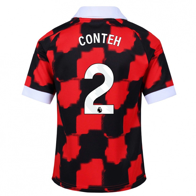 Danxen Mujer Camiseta Daniel Conteh #2 Rojo Blanco Negro 2ª Equipación 2026/27 La Camisa