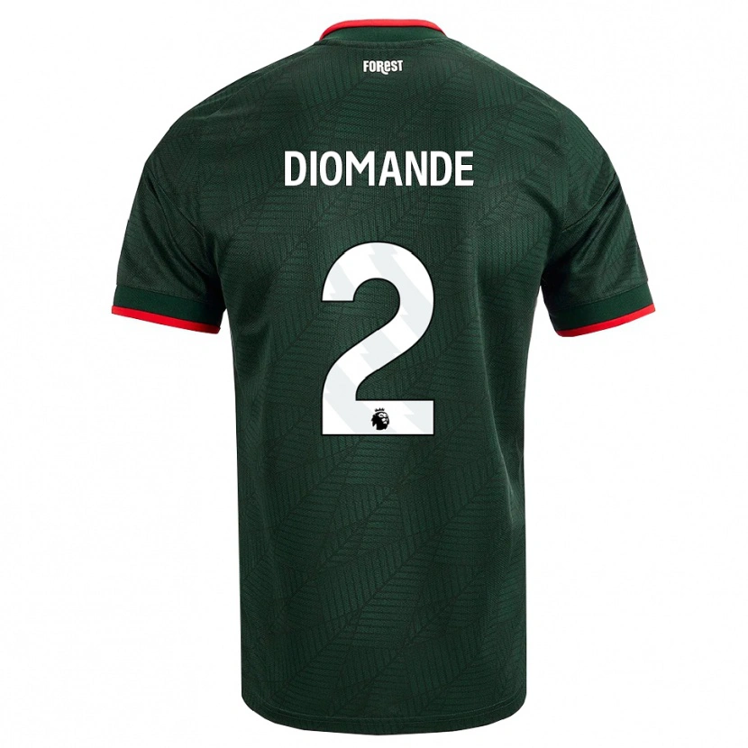Danxen Mujer Camiseta Ousmane Diomande #2 Verdeoscuro Rojo 2ª Equipación 2026/27 La Camisa
