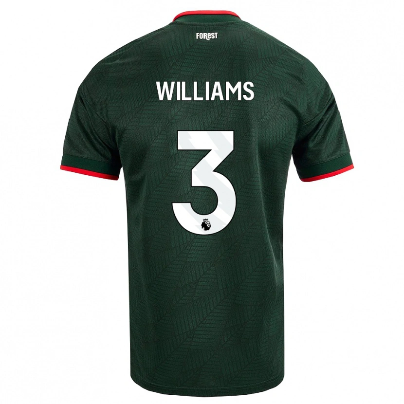 Danxen Mujer Camiseta Neco Williams #3 Verdeoscuro Rojo 2ª Equipación 2026/27 La Camisa