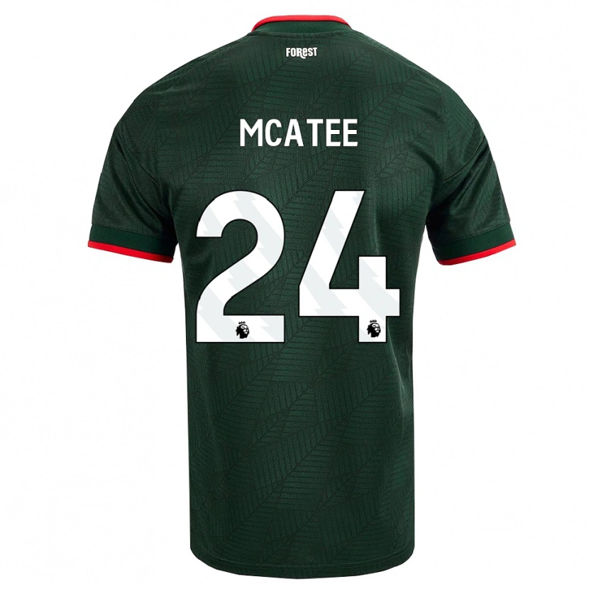 Danxen Mujer Camiseta James Mcatee #24 Verdeoscuro Rojo 2ª Equipación 2026/27 La Camisa
