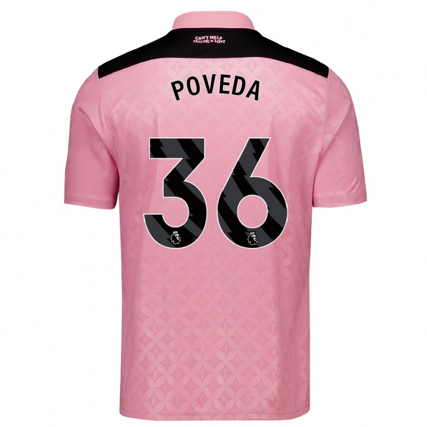 Danxen Mujer Camiseta Ian Poveda #36 Rosaclaro Negro 2ª Equipación 2026/27 La Camisa