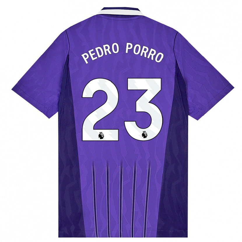 Danxen Mujer Camiseta Pedro Porro #23 Púrpura Blanco Equipación Tercera 2026/27 La Camisa
