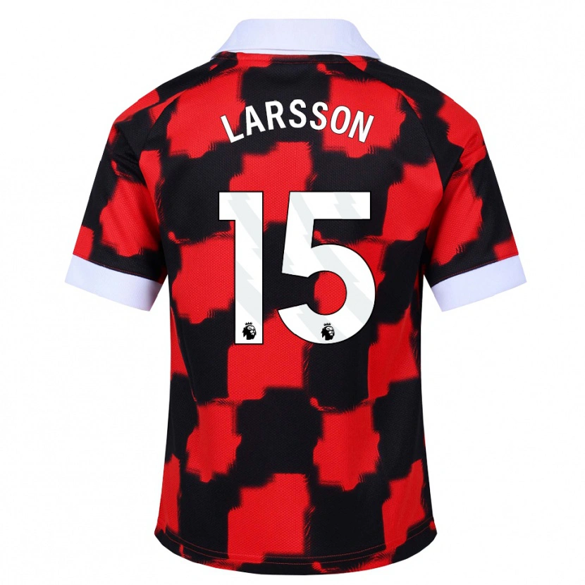 Danxen Mujer Camiseta Hugo Larsson #15 Rojo Blanco Negro 2ª Equipación 2026/27 La Camisa