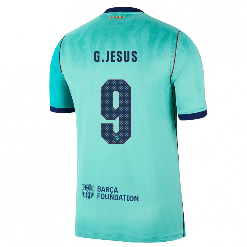 Danxen Niño Camiseta Gabriel Jesus #9 Aqua Turquesa Oscuro Azul Real Equipación Tercera 2026/27 La Camisa