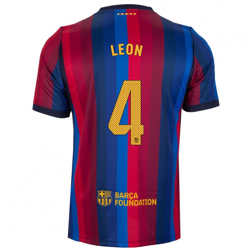 Danxen Niño Camiseta Maria Pilar Leon #4 Azul Real Rojo Amarillo 1ª Equipación 2026/27 La Camisa