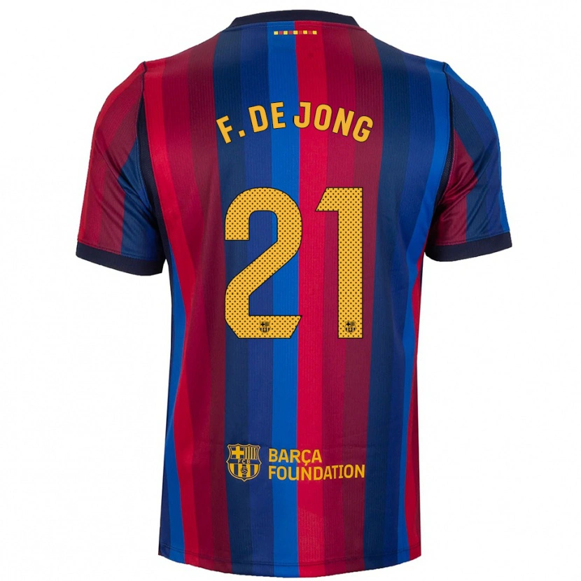 Danxen Niño Camiseta Frenkie De Jong #21 Azul Real Rojo Amarillo 1ª Equipación 2026/27 La Camisa