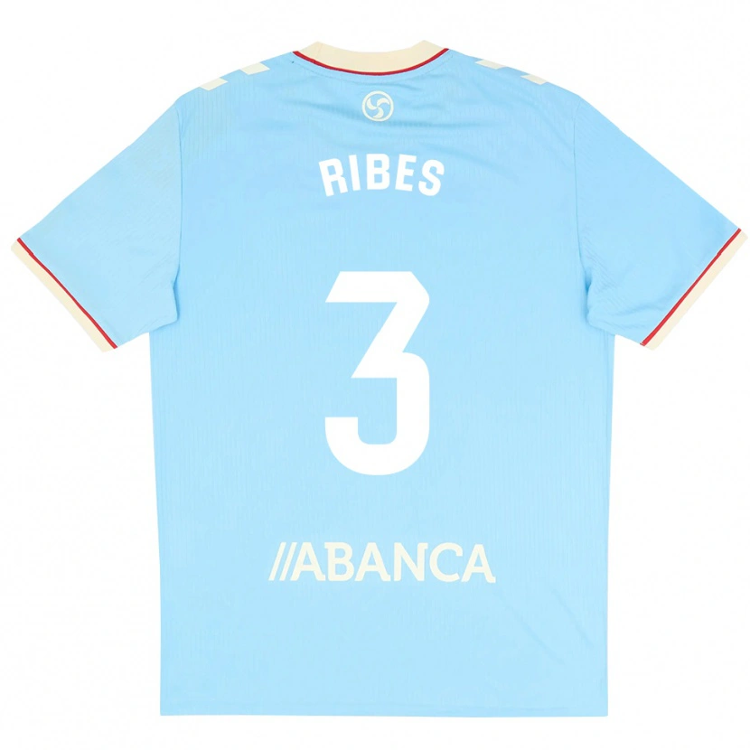 Danxen Niño Camiseta Kike Ribes #3 Azul Cielo Blanco Rojo 1ª Equipación 2026/27 La Camisa