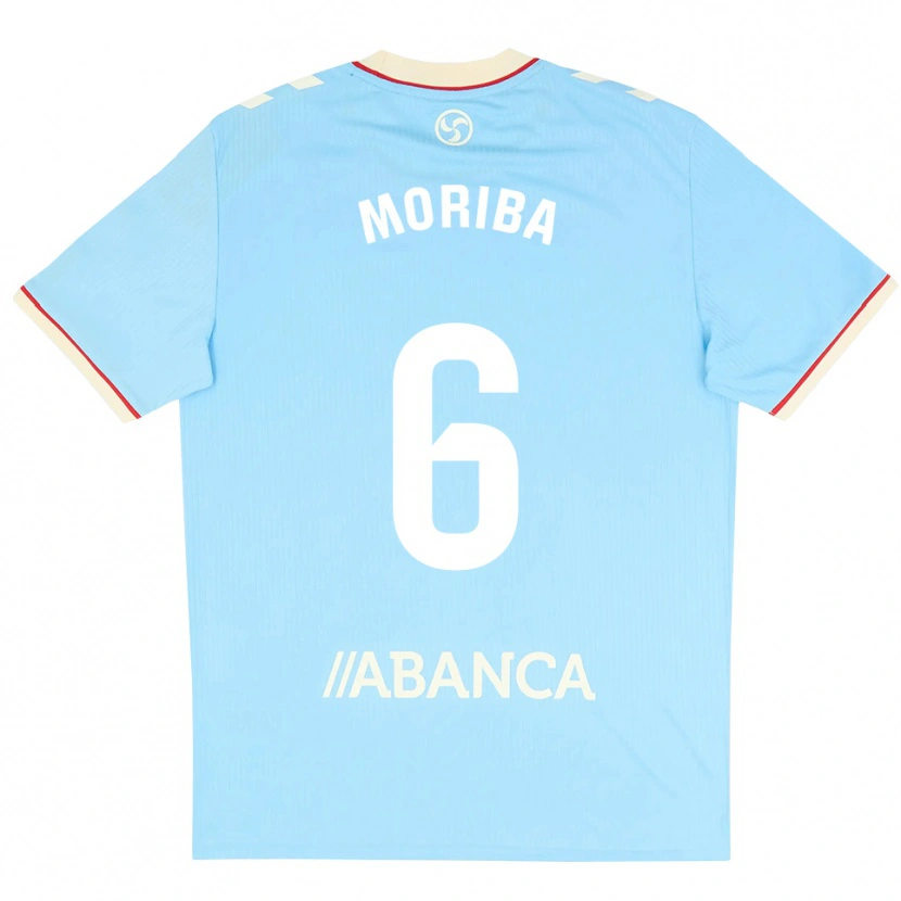 Danxen Niño Camiseta Ilaix Moriba #6 Azul Cielo Blanco Rojo 1ª Equipación 2026/27 La Camisa