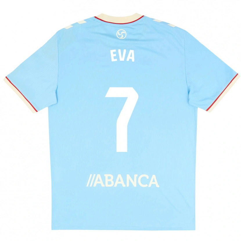 Danxen Niño Camiseta Eva López #7 Azul Cielo Blanco Rojo 1ª Equipación 2026/27 La Camisa