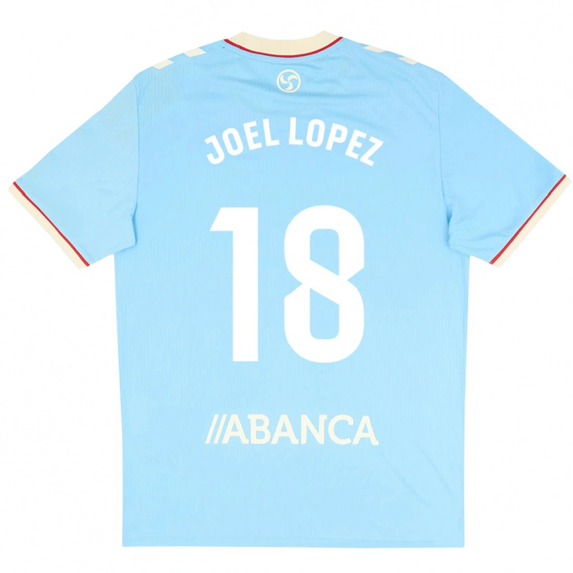 Danxen Niño Camiseta Joel López #18 Azul Cielo Blanco Rojo 1ª Equipación 2026/27 La Camisa