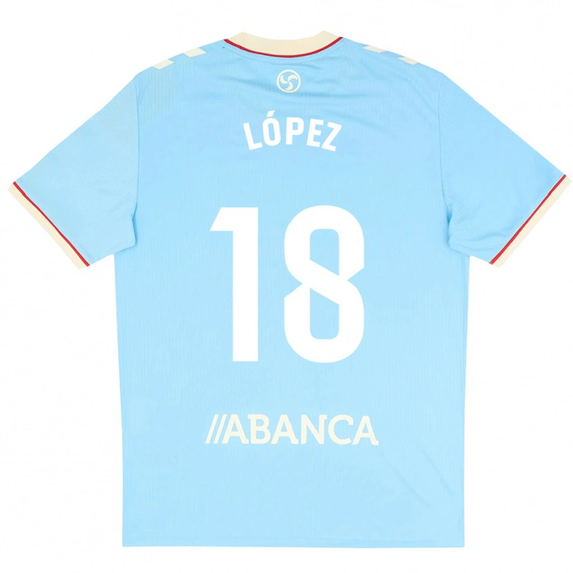 Danxen Niño Camiseta Diego López #18 Azul Cielo Blanco Rojo 1ª Equipación 2026/27 La Camisa