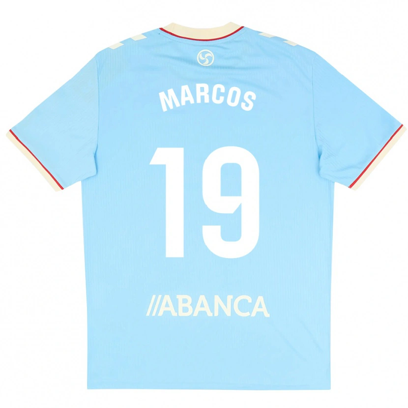 Danxen Niño Camiseta Óscar Marcos #19 Azul Cielo Blanco Rojo 1ª Equipación 2026/27 La Camisa