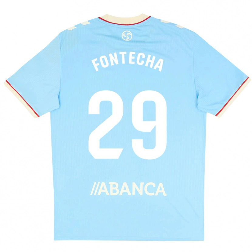 Danxen Niño Camiseta Celia Fontecha #29 Azul Cielo Blanco Rojo 1ª Equipación 2026/27 La Camisa