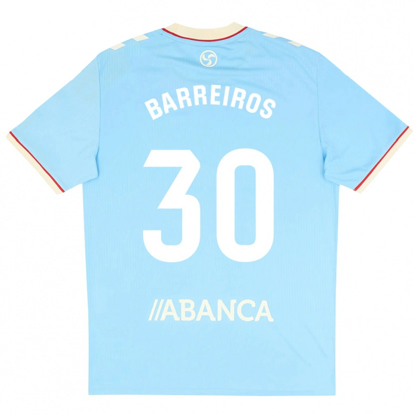 Danxen Niño Camiseta Iago Barreiros #30 Azul Cielo Blanco Rojo 1ª Equipación 2026/27 La Camisa