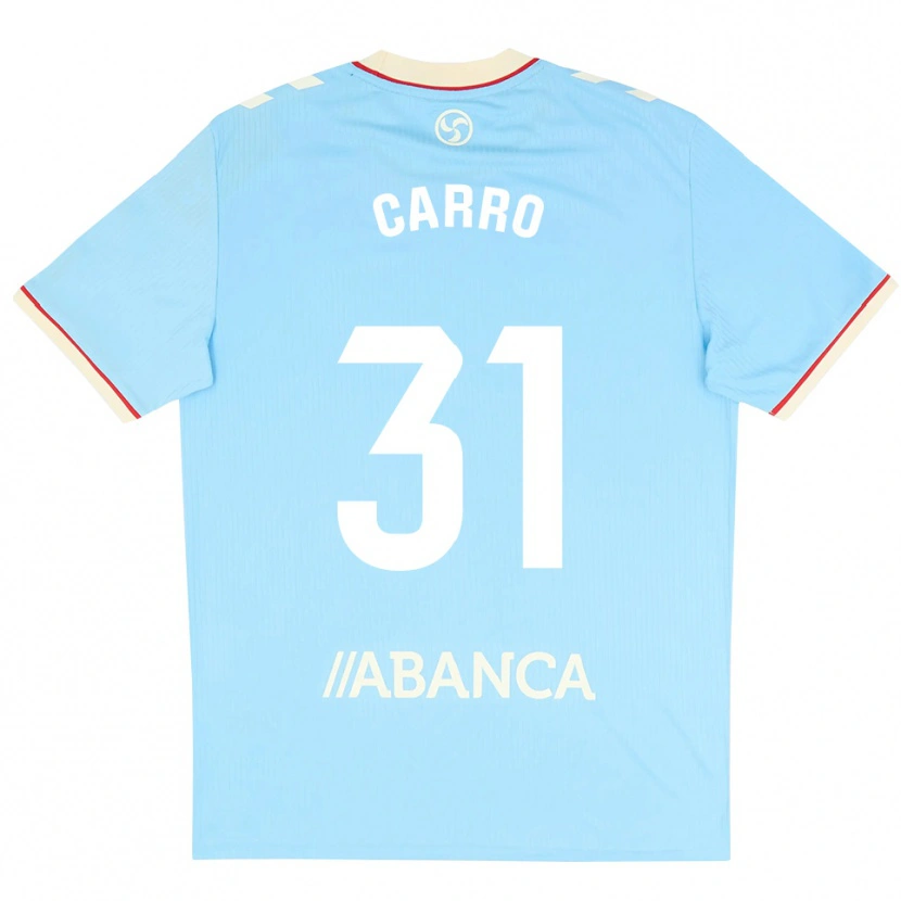 Danxen Niño Camiseta Cristian Carro #31 Azul Cielo Blanco Rojo 1ª Equipación 2026/27 La Camisa