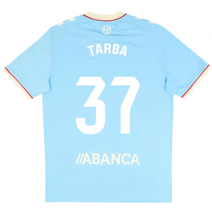 Danxen Niño Camiseta Ianis Tarba #37 Azul Cielo Blanco Rojo 1ª Equipación 2026/27 La Camisa