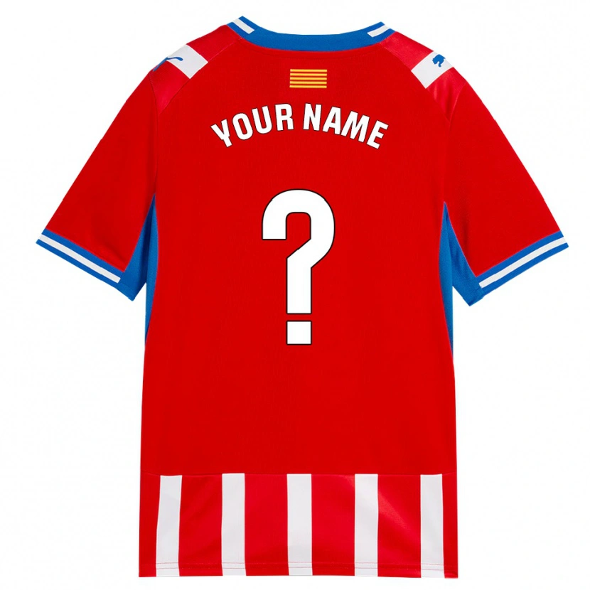 Danxen Niño Camiseta Su Nombre #0 Rojo Blanco Azul Cielo 1ª Equipación 2026/27 La Camisa