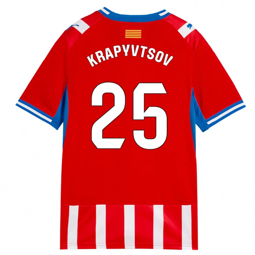 Danxen Niño Camiseta Vladyslav Krapyvtsov #25 Rojo Blanco Azul Cielo 1ª Equipación 2026/27 La Camisa
