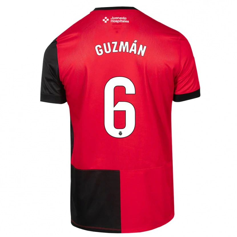 Danxen Niño Camiseta Samuel Guzmán #6 Negro Rojo Blanco 1ª Equipación 2026/27 La Camisa