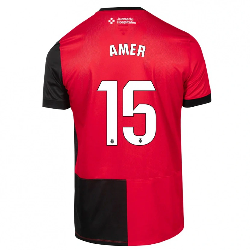 Danxen Niño Camiseta Pere Amer #15 Negro Rojo Blanco 1ª Equipación 2026/27 La Camisa
