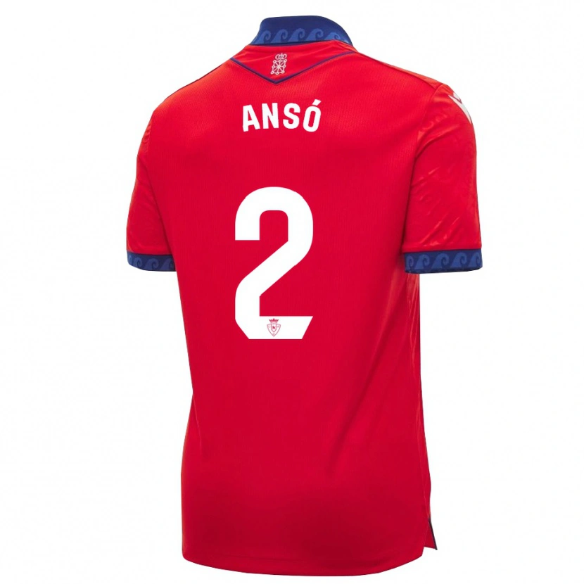 Danxen Niño Camiseta Mikel Ansó #2 Rojo Azul Marino Blanco 1ª Equipación 2026/27 La Camisa