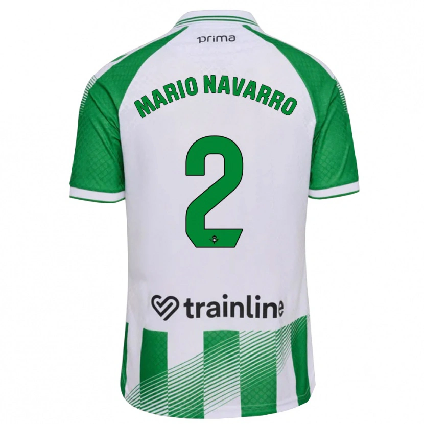 Danxen Niño Camiseta Mario Navarro #2 Verde Claro Negro Blanco 1ª Equipación 2026/27 La Camisa
