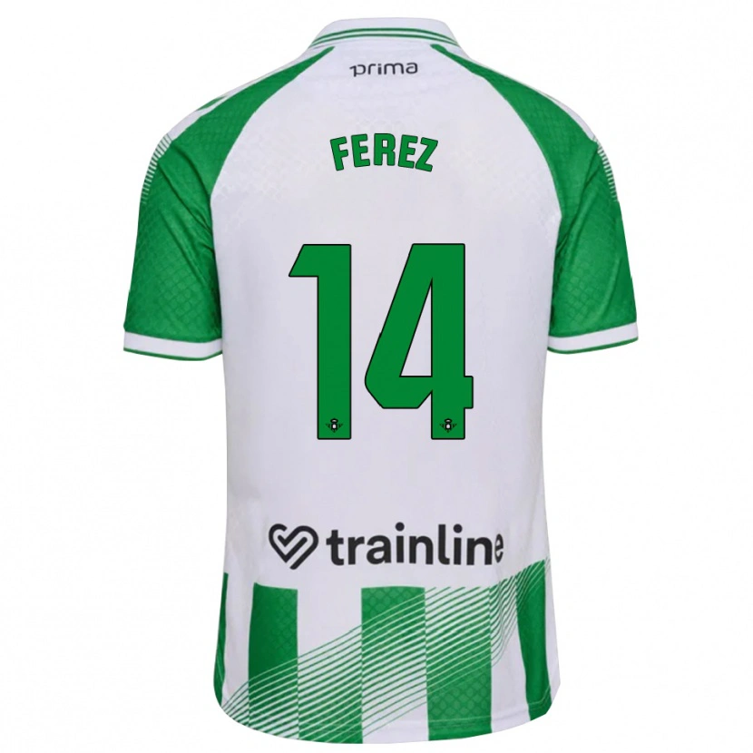 Danxen Niño Camiseta Carolina Férez #14 Verde Claro Negro Blanco 1ª Equipación 2026/27 La Camisa