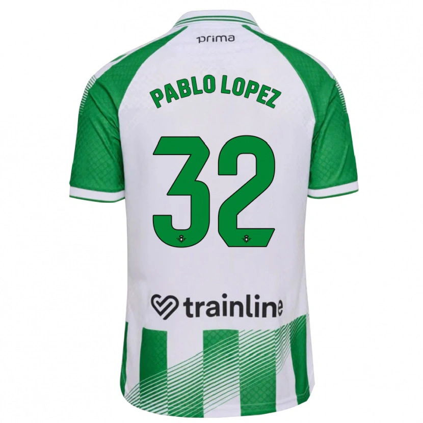 Danxen Niño Camiseta Pablo López #32 Verde Claro Negro Blanco 1ª Equipación 2026/27 La Camisa