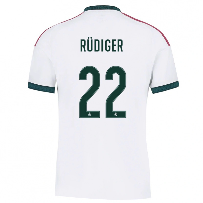 Danxen Niño Camiseta Antonio Rüdiger #22 Verde Oscuro Blanco Rojo 1ª Equipación 2026/27 La Camisa