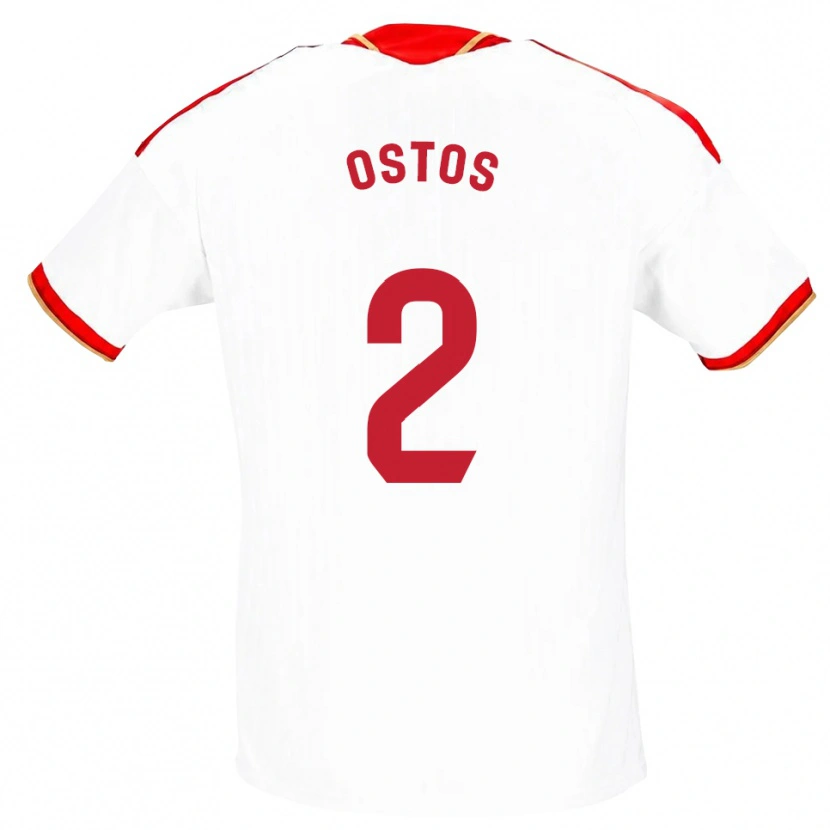 Danxen Niño Camiseta Fran Ostos #2 Blanco Rojo 1ª Equipación 2026/27 La Camisa