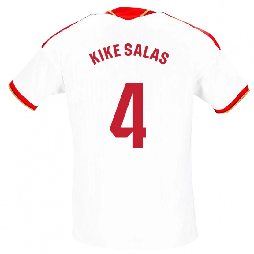 Danxen Niño Camiseta Kike Salas #4 Blanco Rojo 1ª Equipación 2026/27 La Camisa